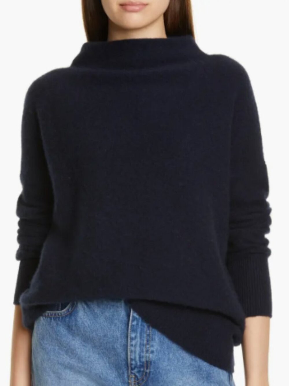 Vince Boiled Cashmere Funnel Neck Sweater – Coastal Blue – Small